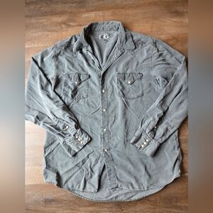 Ryan Michael Silk Blend Grey Embroidered Pearl Snap Western Mens Shirt size XXL